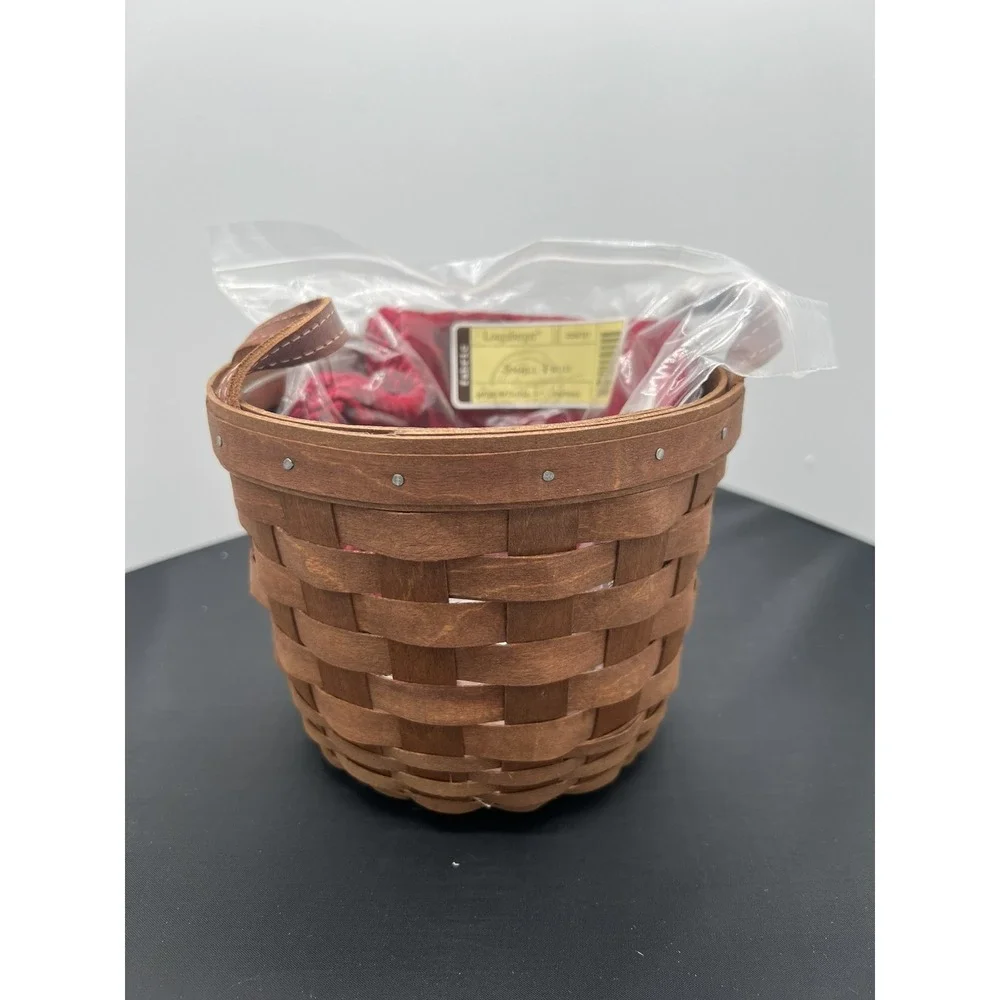 Longaberger 2008 Small Fruit‎ Basket w/Liner & Protector & Leather Handles